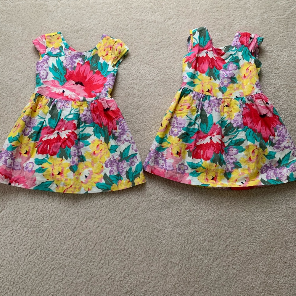 Twin girls linen floral dress Gap Kids